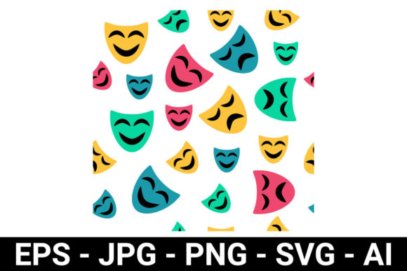 Colorful Happy Sad Mask Graphics for Patterns