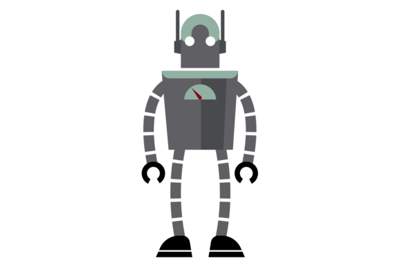 Cute Vintage Robot Graphics for Editorial and Web Use