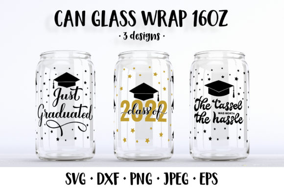 Graduation Can Glass Wraps Graphics for Creative Projects